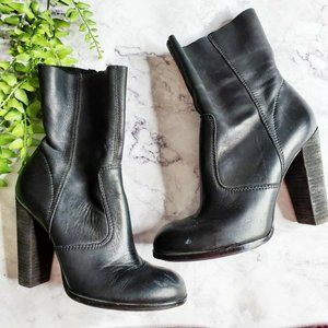 Anthropologie No 704b Black Leather Midi Boots